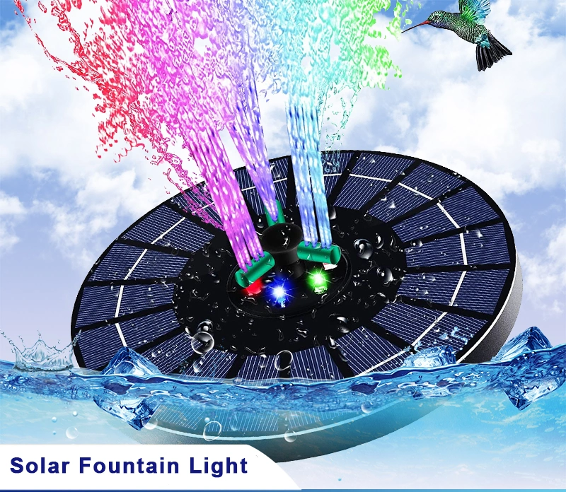 Baobiao 7 Nozzles 3.5W Mini Floating Nigh Solar Powered Pond Bird Bath Garden Water Submersible Fountain Pump with RGB LED Light