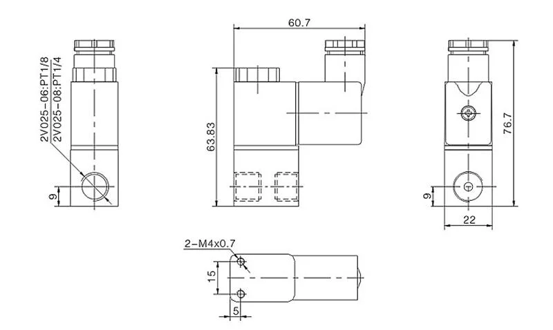 2V025-06 Pneumatic Electric Solenoid Valve Air Magnetic Valve